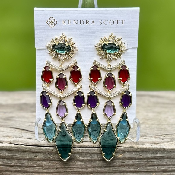 NWT Kendra Scott Alexandria Tiered Statement Earrings in Multi Mix - Picture 1 of 4